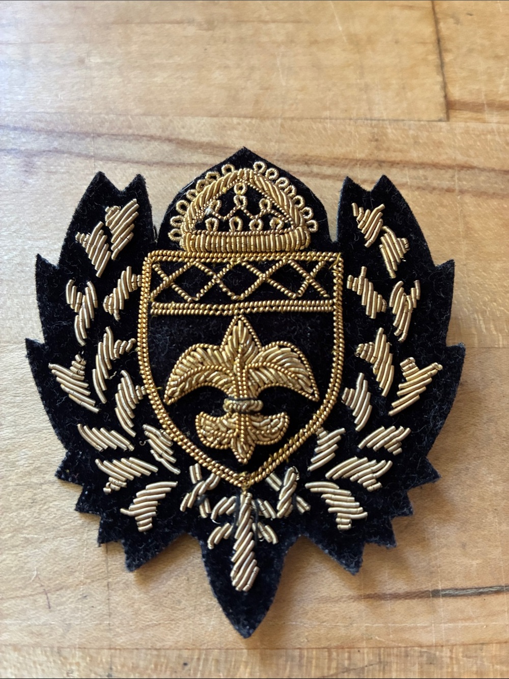 Handmade Embroidered Crest Brooch!